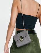 Paul Costelloe Leather Cross Body Bag With Chain Strap In Gray