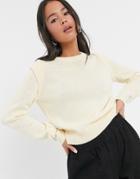 Noisy May Knitted Sweater With Shoulder Detail In Cream-white