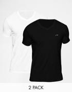 Armani Jeans T-shirt With V Neck 2 Pack - White
