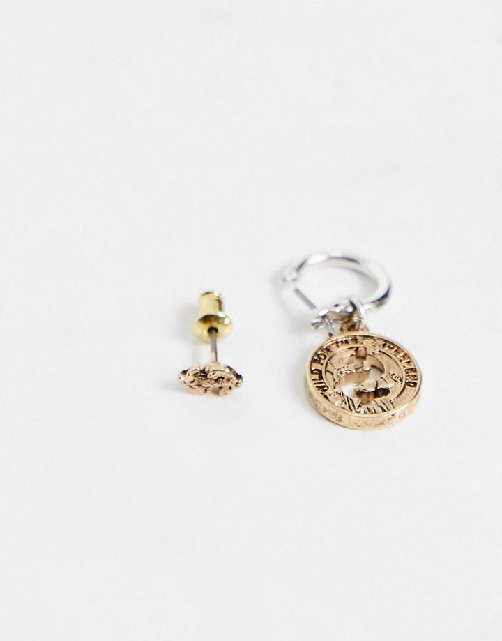 Wftw Dollar Drop And Stud Earrings In Silver