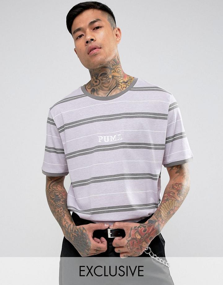 Puma Retro Stripe T-shirt In Purple Exclusive To Asos - Purple