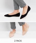 Asos Latch Two Pack Pointed Ballet Flats - Multi