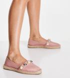 Asos Design Wide Fit Jenna Pearl Espadrilles In Dusty Pink