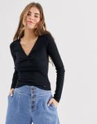 Hollister Top With Knot Front - Black