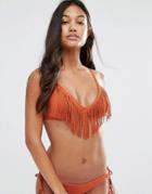 Seafolly Coastal Fringe Bikini Top - Tan
