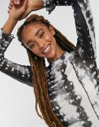 Stradivarius Mesh Faded Tie-dye Dress In Gray-grey