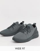 Asos Design Wide Fit Sneakers In Gray Mesh