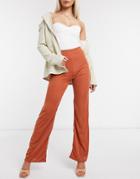 Club L London Wide Leg Pants In Rust - Part Of A Set-orange