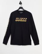 Guess Long Sleeve T-shirt With Sleeve Logo In Black