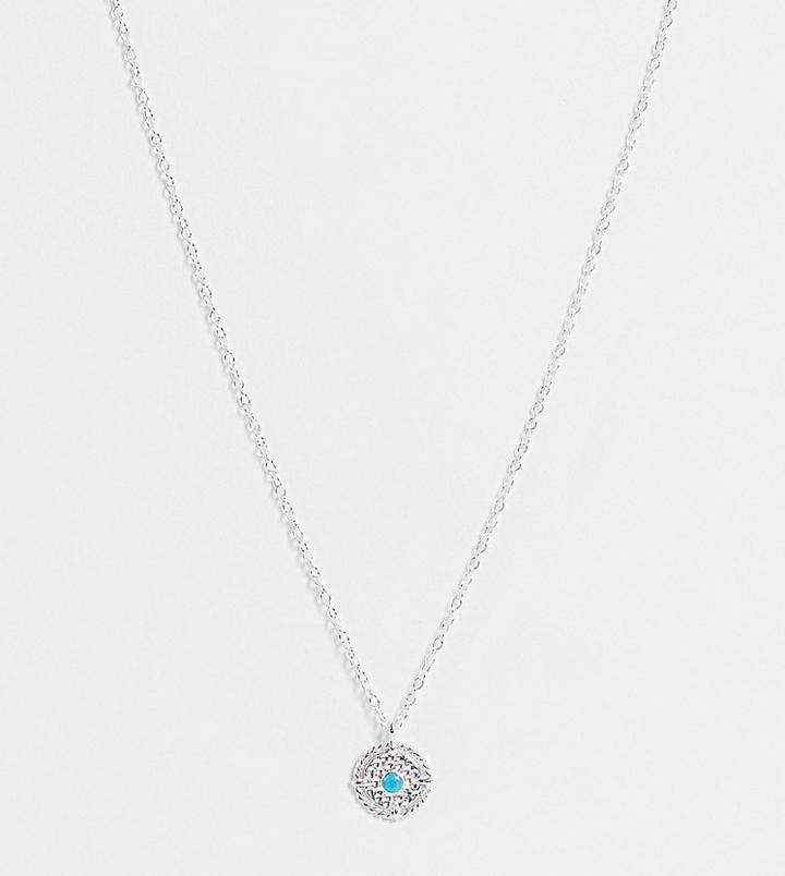 Kingsley Ryan Turquoise Coin Necklace In Sterling Silver