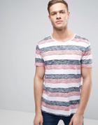 Esprit Reverse Stripe T-shirt With Raw Edges - Red