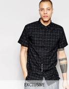 Black Eye Rags Short Sleeve Shirt With Rivere Collar - Black