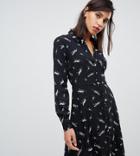 Warehouse Mini Shirt Dress In Leopard Print - Multi
