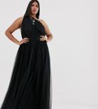Asos Design Curve One Shoulder Tulle Maxi Dress