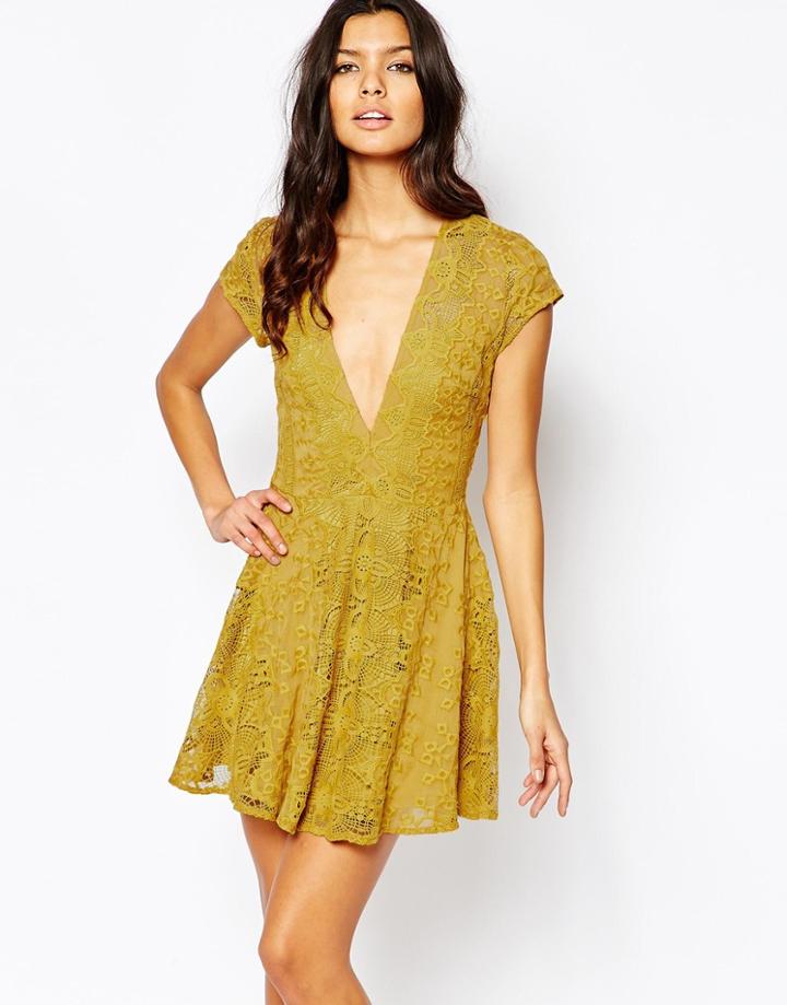 For Love And Lemons Sienna Mini Dress - Goldenrod