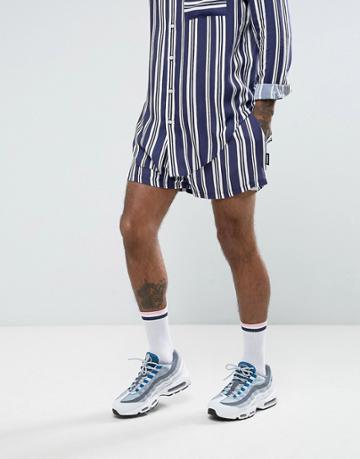 Jaded London Shorts In Navy Stripe - Navy