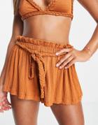 Asos Design Flippy Shorts In Rust - Part Of A Set-red