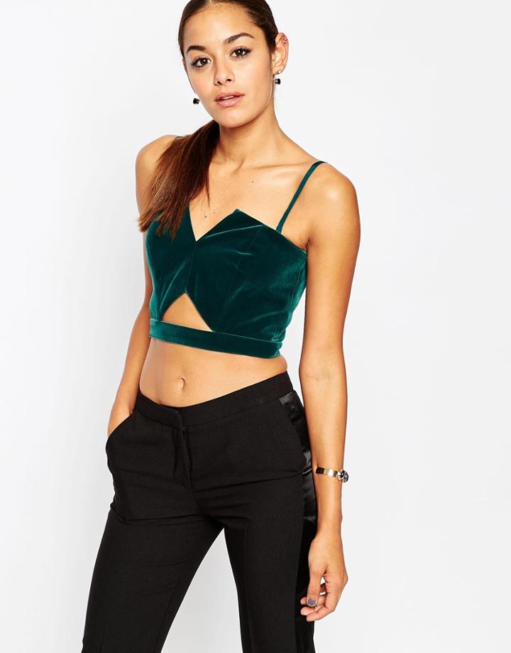 Asos Velvet Bandeau Top - Green