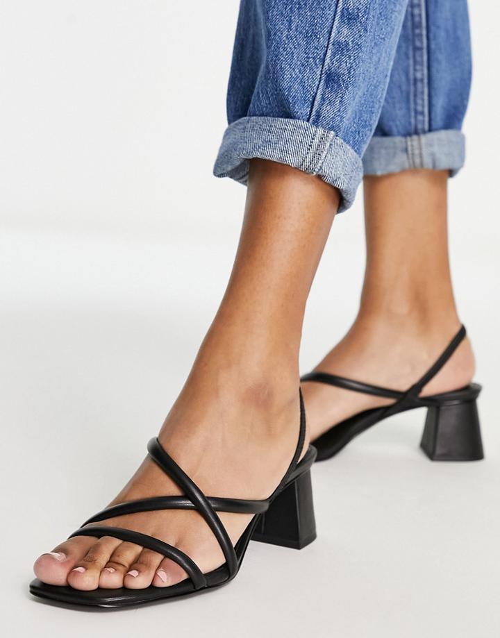 & Other Stories Leather Strappy Heeled Sandals In Black