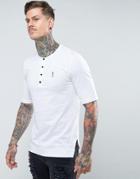 Religion 3/4 Sleeve T-shirt With Grandad Neck - White