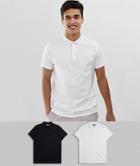 Asos Design Short Sleeve Jersey Polo 2 Pack Multipack Saving - Multi