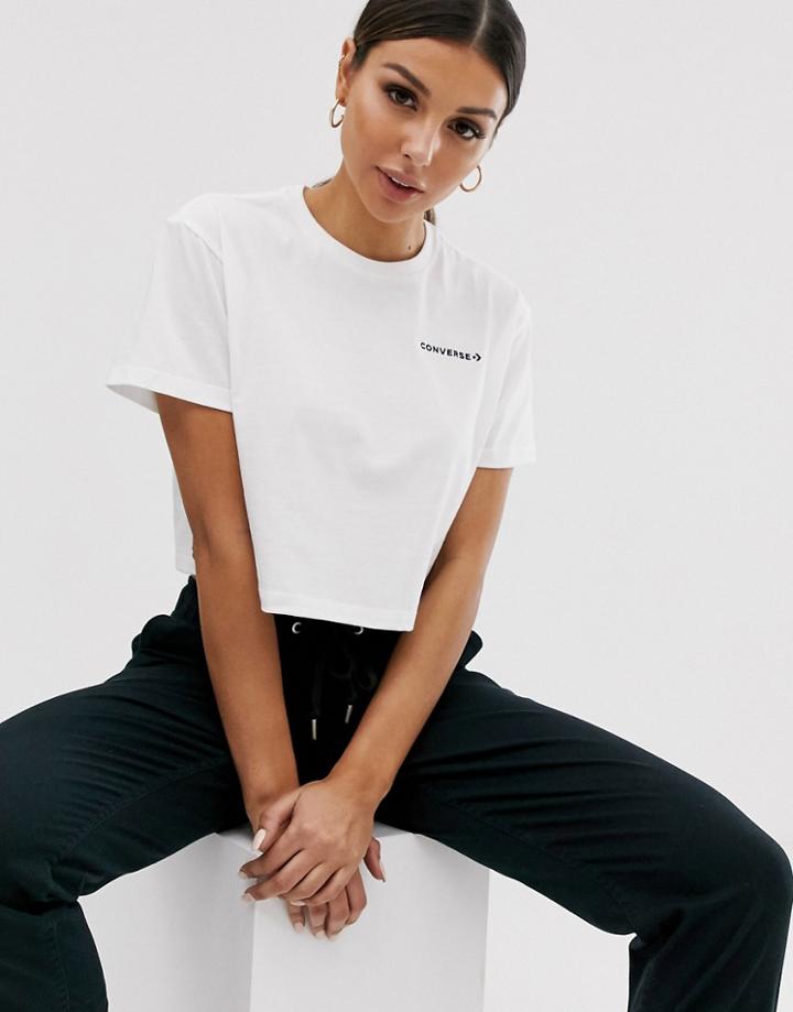 Converse White Dropped Shoulder Crop T-shirt