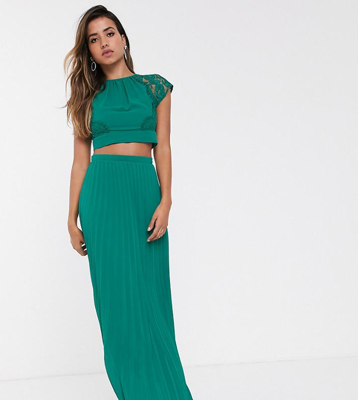Tfnc Pleated Maxi Skirt In Emerald Green