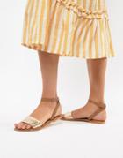 Asos Design Florence Leather Flat Sandals - Tan