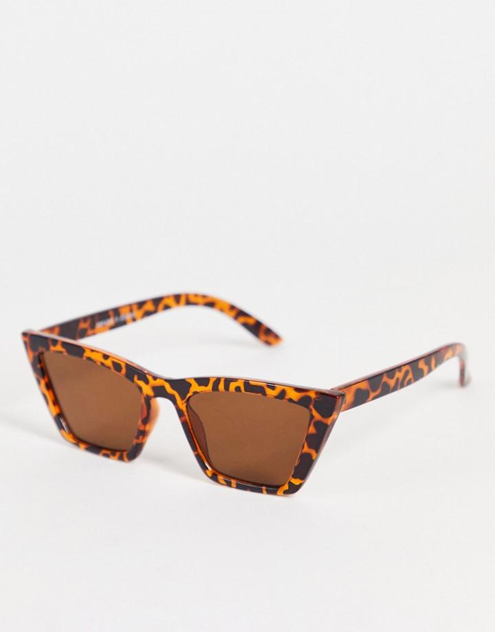 Monki Cat Eye Sunglasses In Brown Tortoiseshell