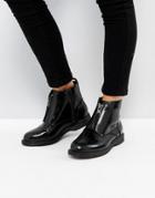 Truffle Collection Front Zip Up Ankle Boots - Black