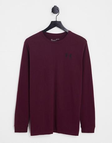 Under Armour Left Chest Long Sleeve T-shirt In Maroon-red