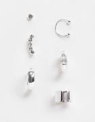 Monki Giannina 6 Pack Earrings In Silver