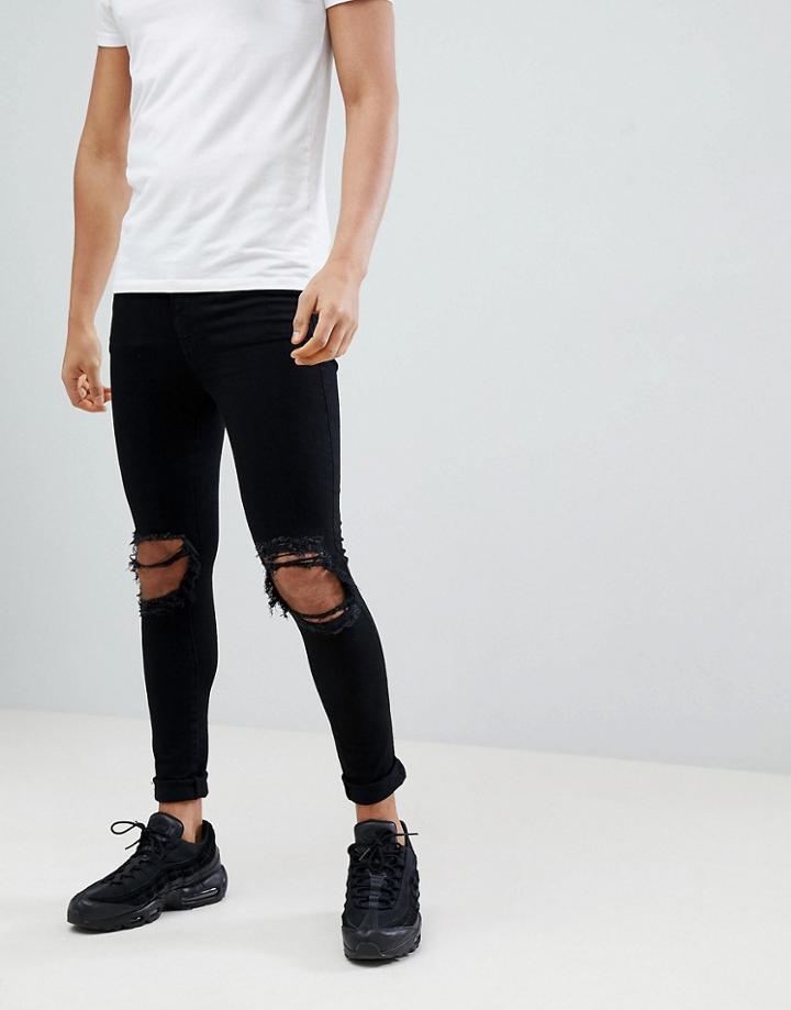 Jaded London Super Skinny Jeans With Rips In Black