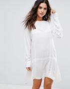 Anmol Longline Embroidered Beach Dress - White