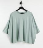 Asos Design Maternity Slouchy T-shirt With Batwing Sleeve In Sage-green