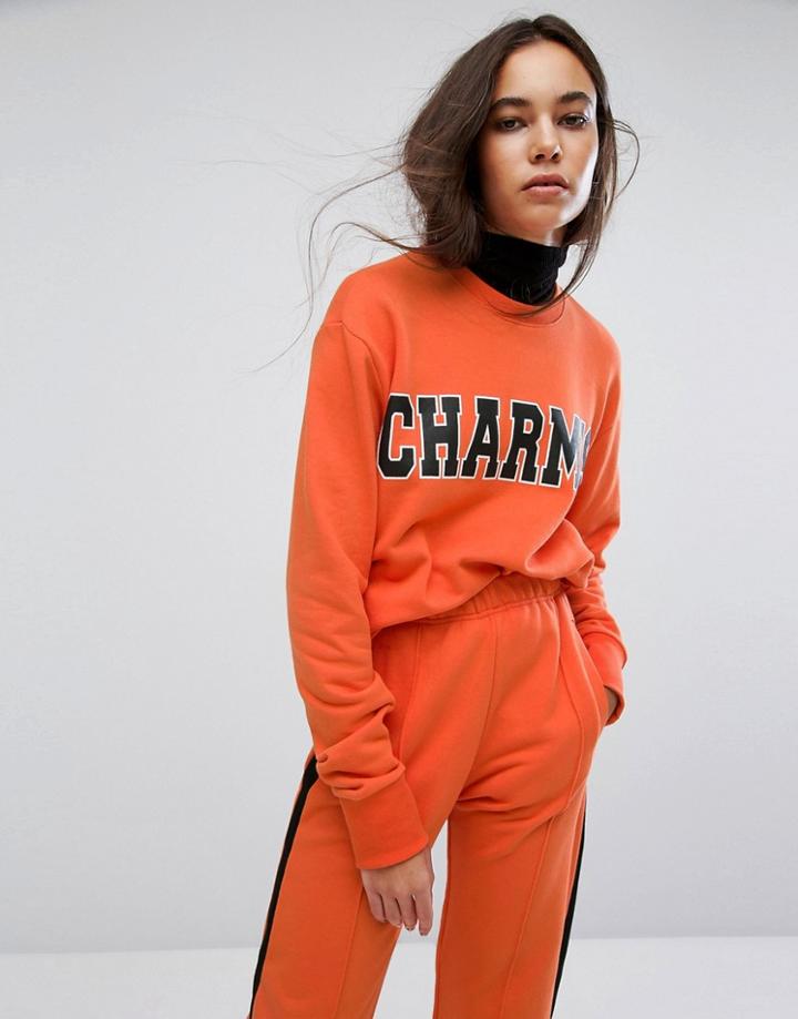 Charms Oversized Sweat With Logo Co-ord - Orange