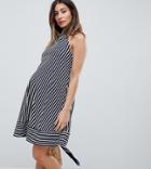 Asos Design Maternity Halter Swing Sundress In Cut About Stripe - Multi