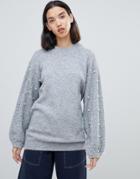 Amy Lynn Sweater With Embellished Detail - Gray