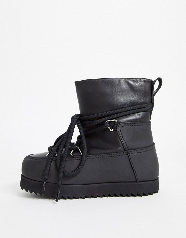 & Other Stories Lace-up Chunky Snow Boots In Black