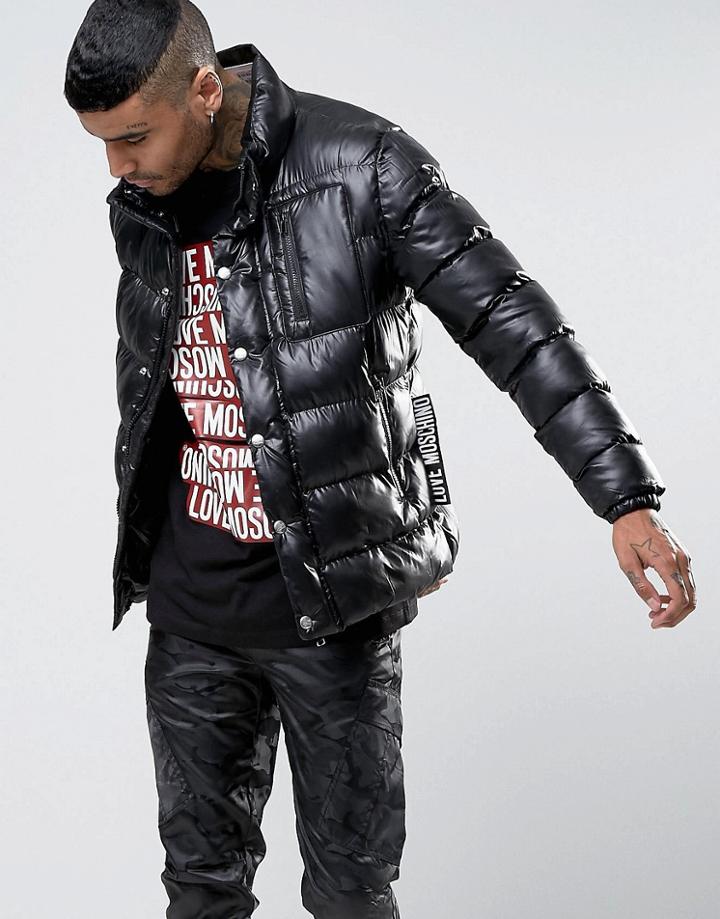 Love Moschino Padded Jacket With Side Tab - Black