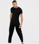 Asos Design Tall Muscle Fit T-shirt With Rainbow Tipping In Black - Black