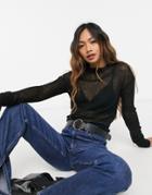 Weekday Trinity Knit Sweater With High Neck In Black