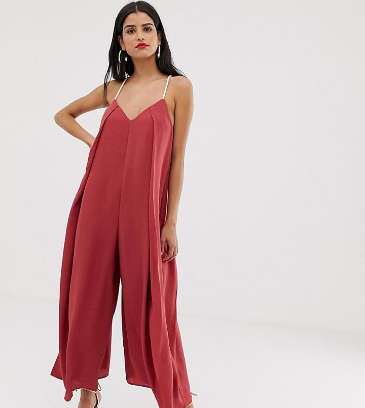 Asos Design Tall Rope Detail Minimal Jumpsuit-pink