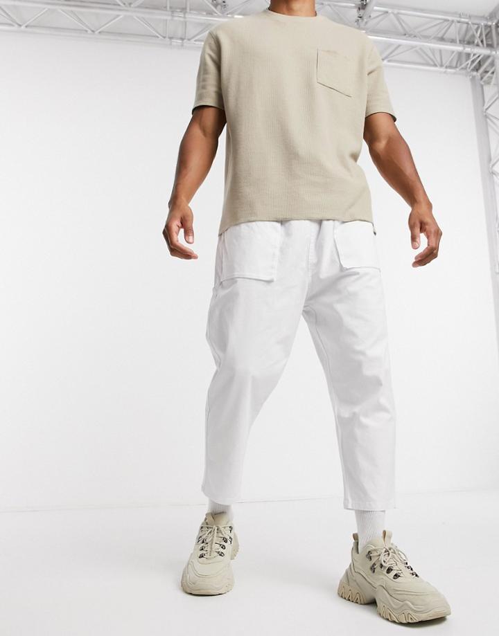 Asos Design Drop Crotch Pants In White