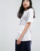 Asos White T-shirt With Woven Cross Front - White