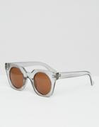 7x Chunky Square Frame Sunglasses With Round Lens - Black