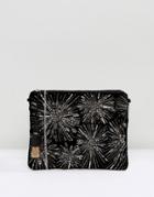 New Look Firework Embroidery Clutch - Black