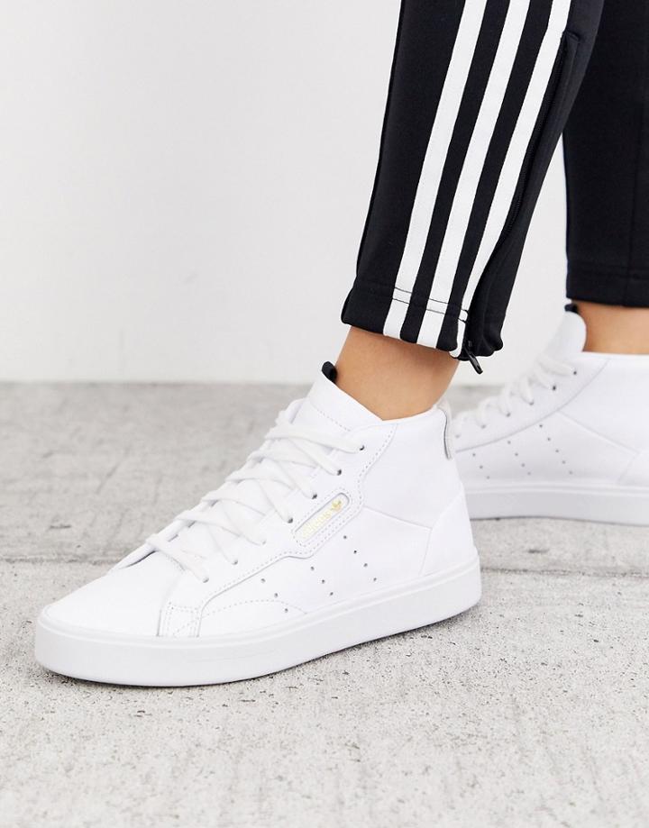 Adidas Originals Sleek Mid Top Sneaker In White And Gray-multi