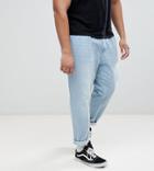 Asos Plus Double Pleat Jeans In Light Wash Blue - Blue