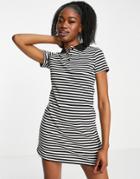 Urban Revivo Polo Neck Mini Dress In Gray Stripe Print